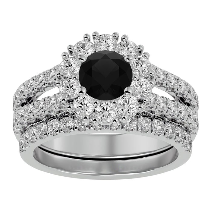 2 1/2 Carat Black Diamond Bridal Set In 14 Karat White Gold