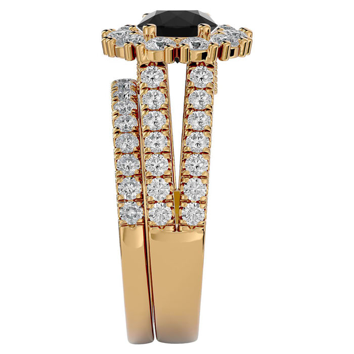 2 1/2 Carat Black Diamond Bridal Set In 14 Karat Yellow Gold