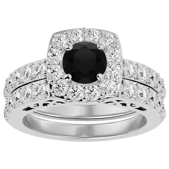 3 Carat Black Diamond Bridal Set In 14 Karat White Gold