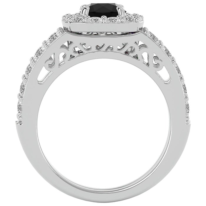 3 Carat Black Diamond Bridal Set In 14 Karat White Gold