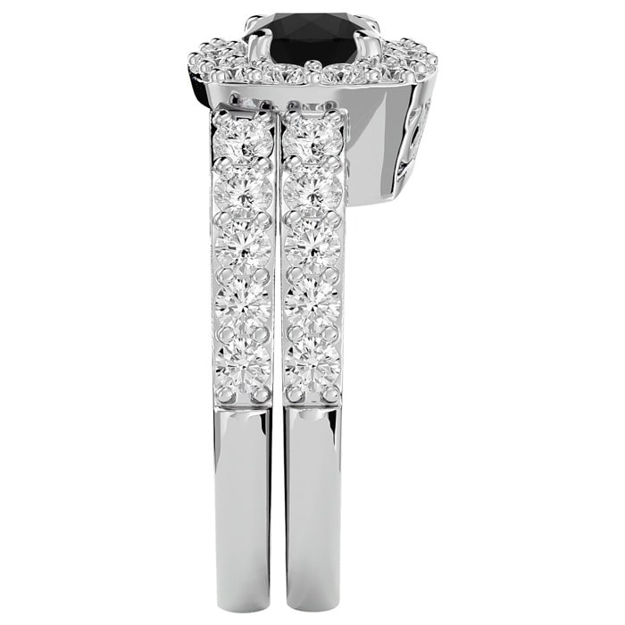 3 Carat Black Diamond Bridal Set In 14 Karat White Gold