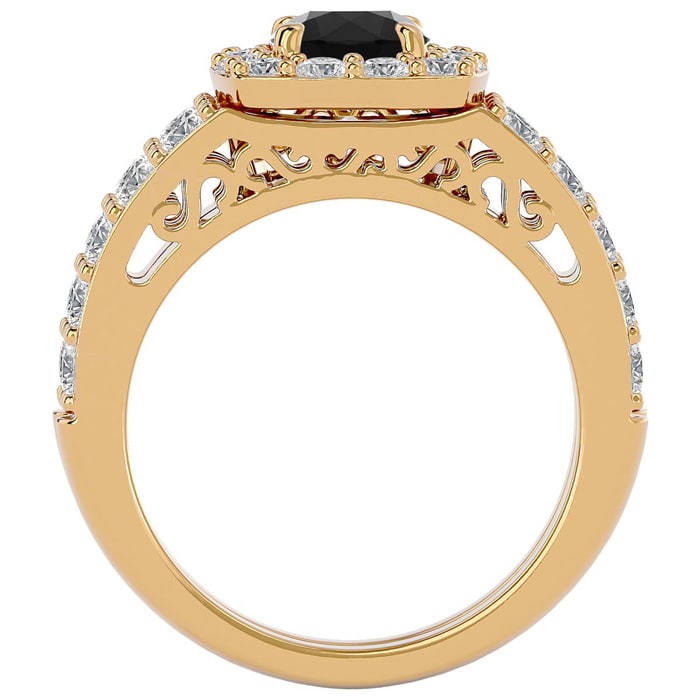 3 Carat Black Diamond Bridal Set In 14 Karat Yellow Gold