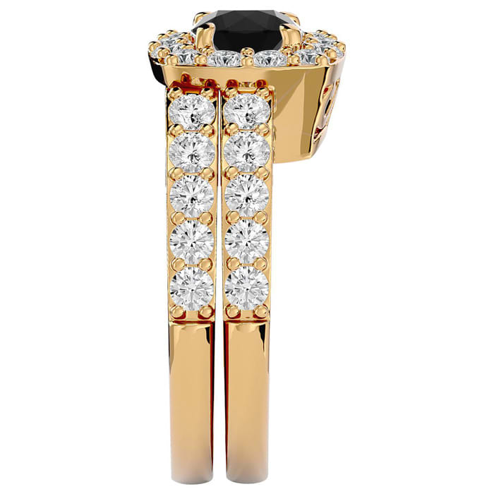 3 Carat Black Diamond Bridal Set In 14 Karat Yellow Gold
