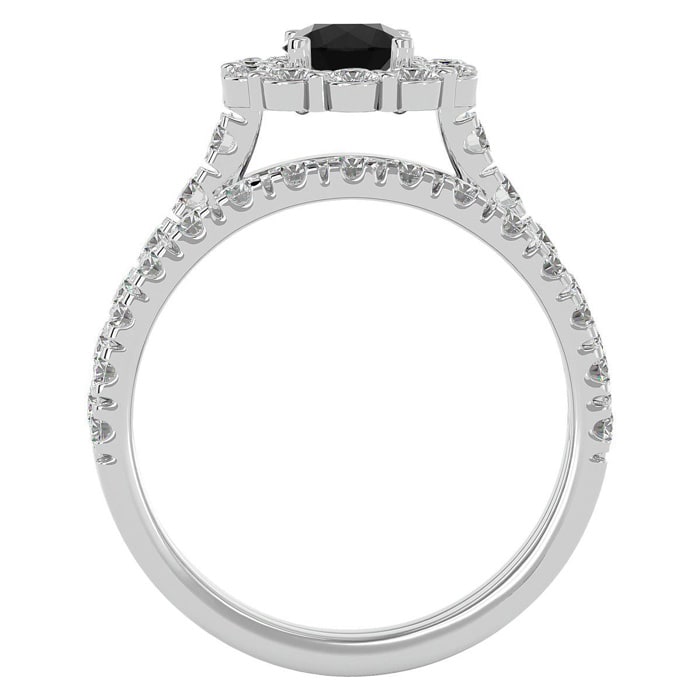 2 Carat Halo Black Diamond Bridal Set In 14 Karat White Gold