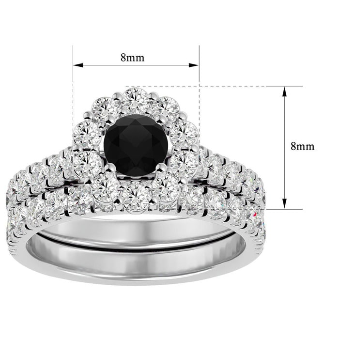 2 Carat Halo Black Diamond Bridal Set In 14 Karat White Gold