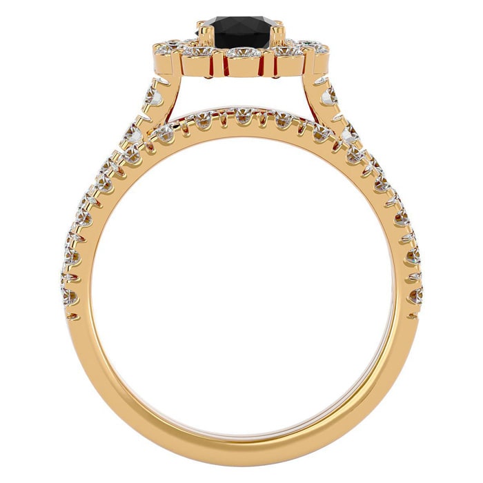 2 Carat Halo Black Diamond Bridal Set In 14 Karat Yellow Gold