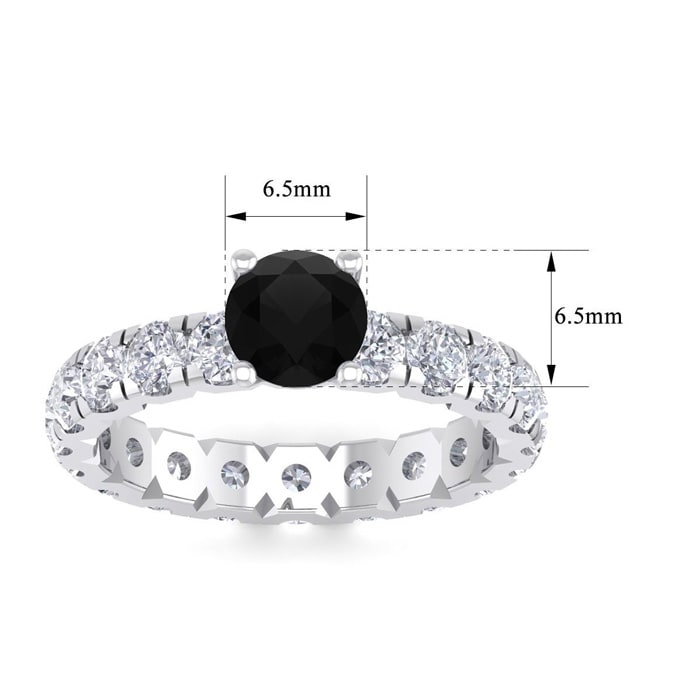 3 Carat Round Shape Black Diamond Eternity Engagement Ring In 14 Karat White Gold