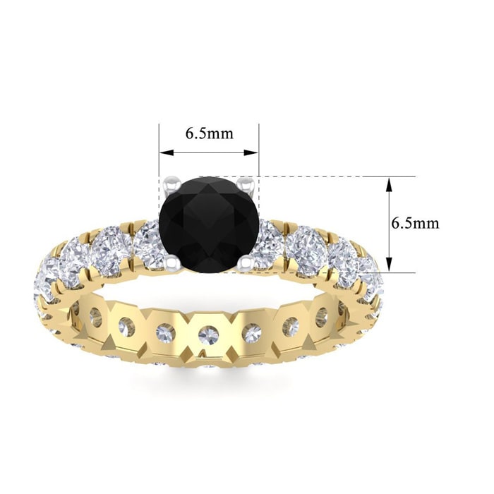 3 Carat Round Shape Black Diamond Eternity Engagement Ring In 14 Karat Yellow Gold
