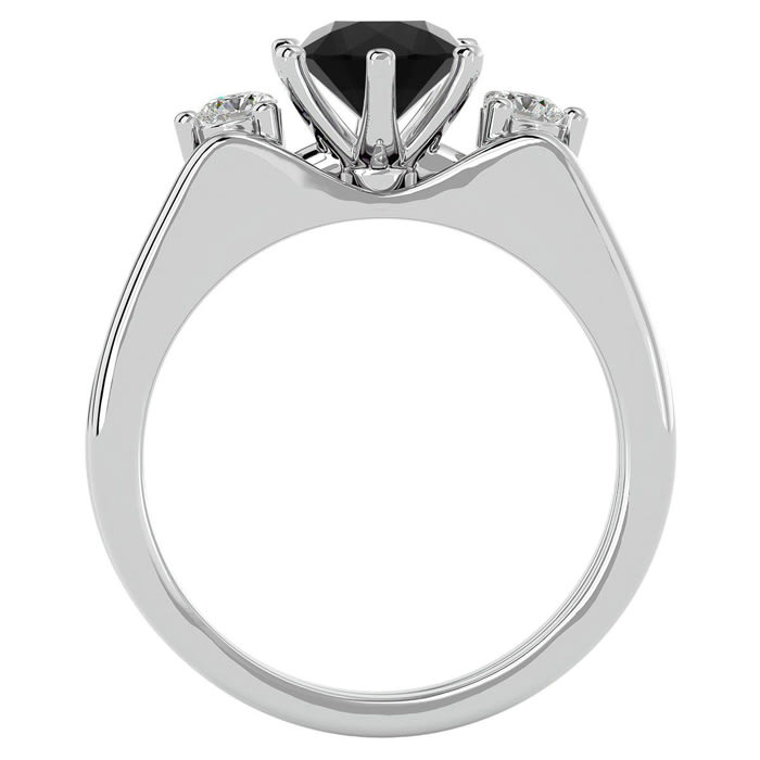 1 Carat Black Diamond Solitaire Ring With 1/5 Carat Enhancer In 14 Karat White Gold