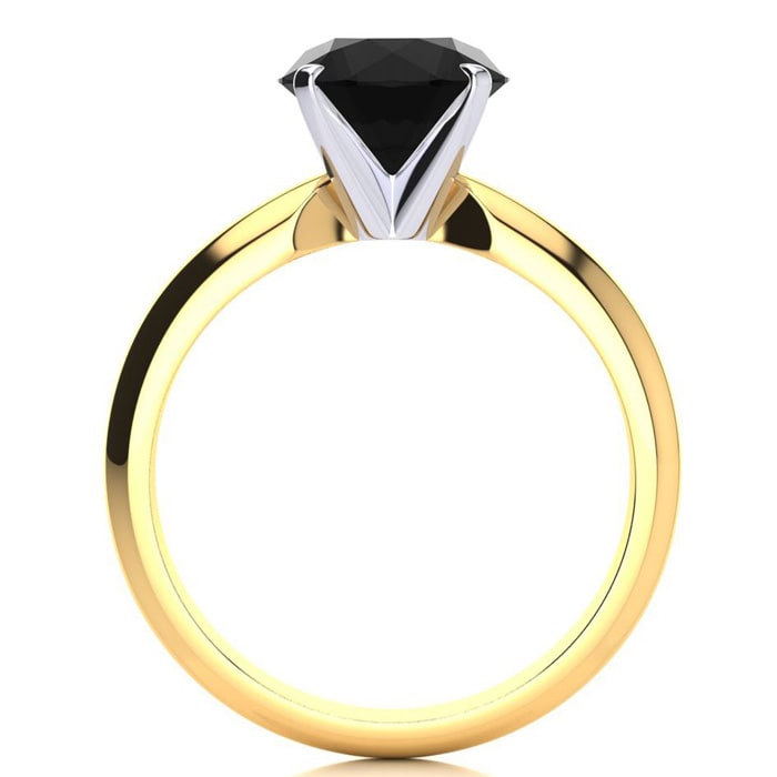 2 Carat Black Diamond Solitaire Engagement Ring In 14 Karat Yellow Gold