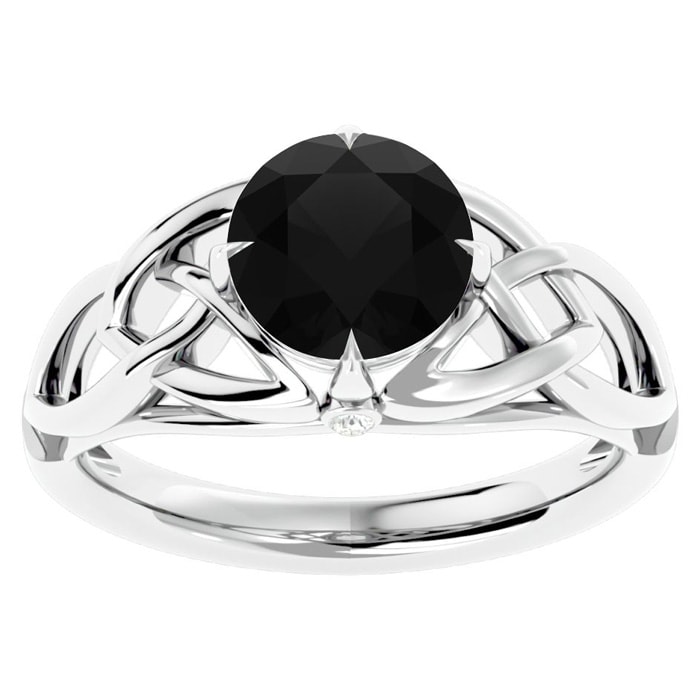 2 Carat Celtic Love Knot Black Diamond Engagement Ring In 14 Karat White Gold