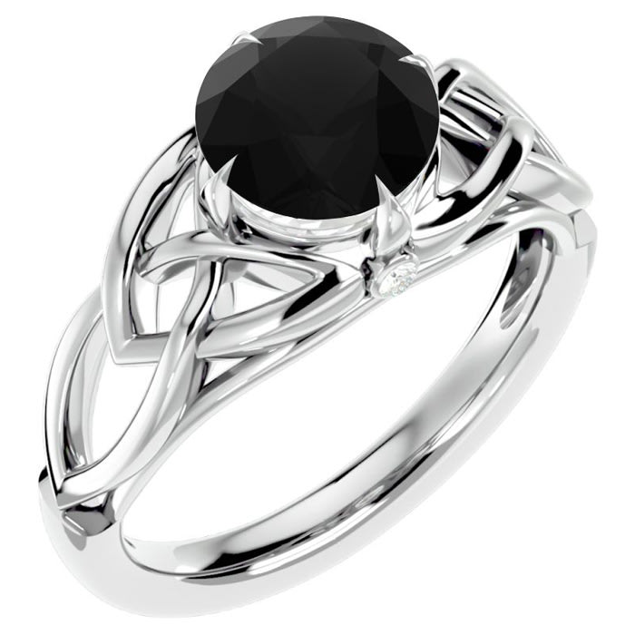 2 Carat Celtic Love Knot Black Diamond Engagement Ring In 14 Karat White Gold