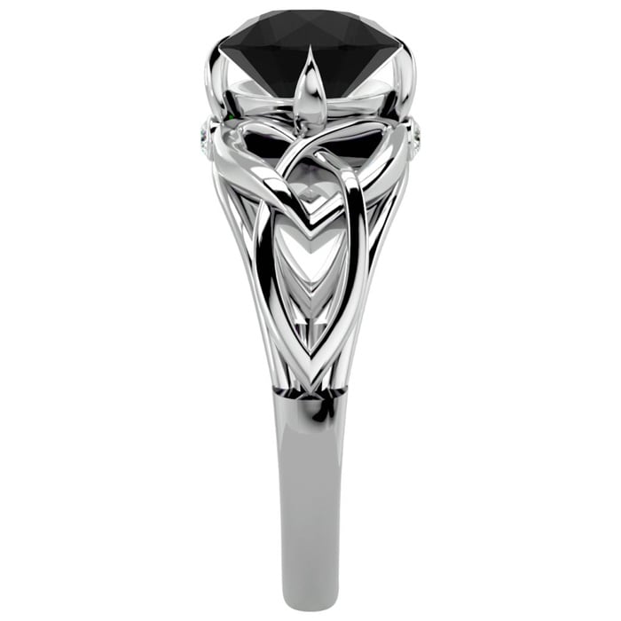 2 Carat Celtic Love Knot Black Diamond Engagement Ring In 14 Karat White Gold