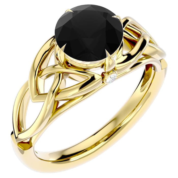 2 Carat Celtic Love Knot Black Diamond Engagement Ring In 14 Karat Yellow Gold