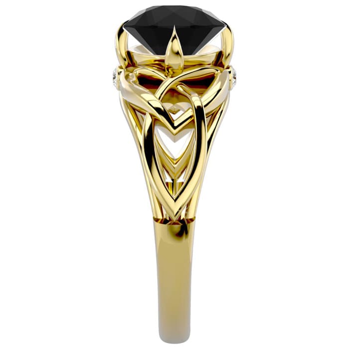 2 Carat Celtic Love Knot Black Diamond Engagement Ring In 14 Karat Yellow Gold