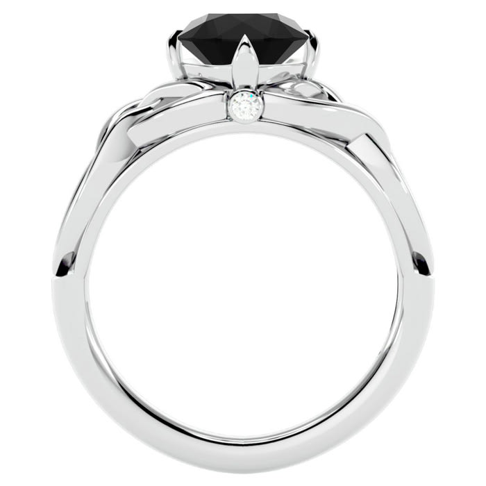 1 1/2 Carat Celtic Love Knot Black Diamond Engagement Ring In 14 Karat White Gold