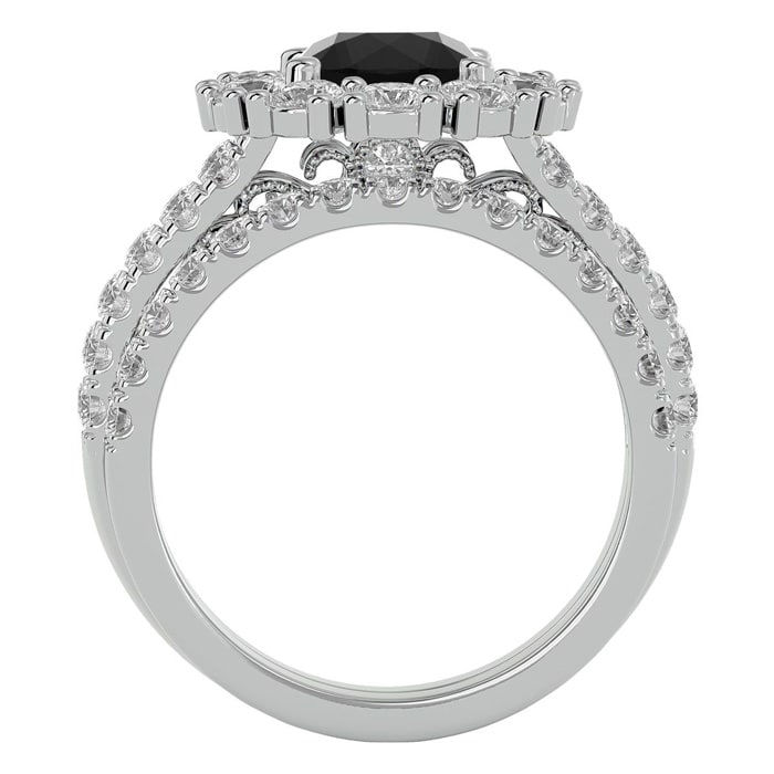 3 1/2 Carat Black Diamond Bridal Set In 14 Karat White Gold