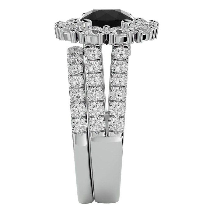 3 1/2 Carat Black Diamond Bridal Set In 14 Karat White Gold