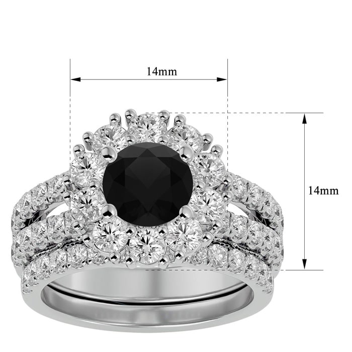 3 1/2 Carat Black Diamond Bridal Set In 14 Karat White Gold