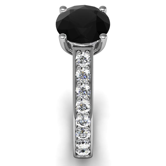 2 Carat Round Shape Black Diamond Engagement Ring In 14 Karat White Gold