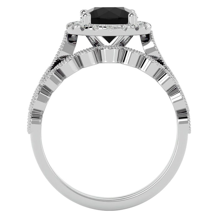 2 Carat Halo Black Diamond Bridal Set In 14 Karat White Gold