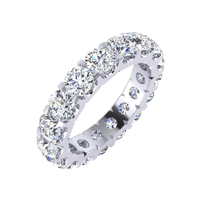 4 Carat Round Diamond Eternity Ring In 14 Karat White Gold, Ring Size 4
