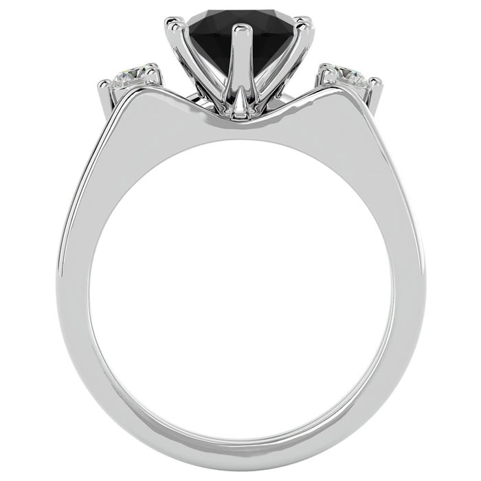 1 1/2 Carat Black Diamond Solitaire Ring With 1/5 Carat Enhancer In 14 Karat White Gold