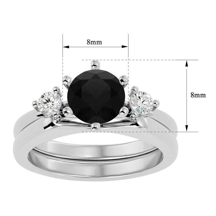 1 1/2 Carat Black Diamond Solitaire Ring With 1/5 Carat Enhancer In 14 Karat White Gold