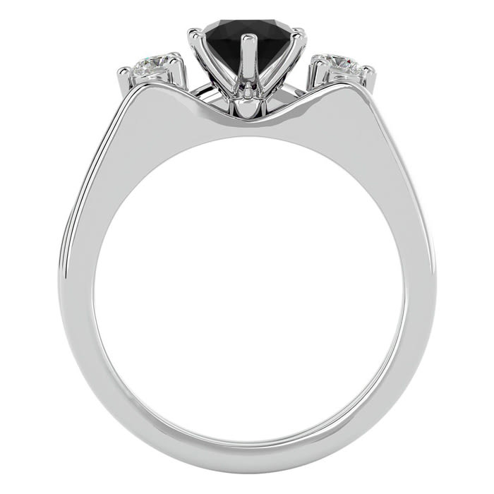 3/4 Carat Black Diamond Solitaire Ring With 1/5 Carat Enhancer In 14 Karat White Gold