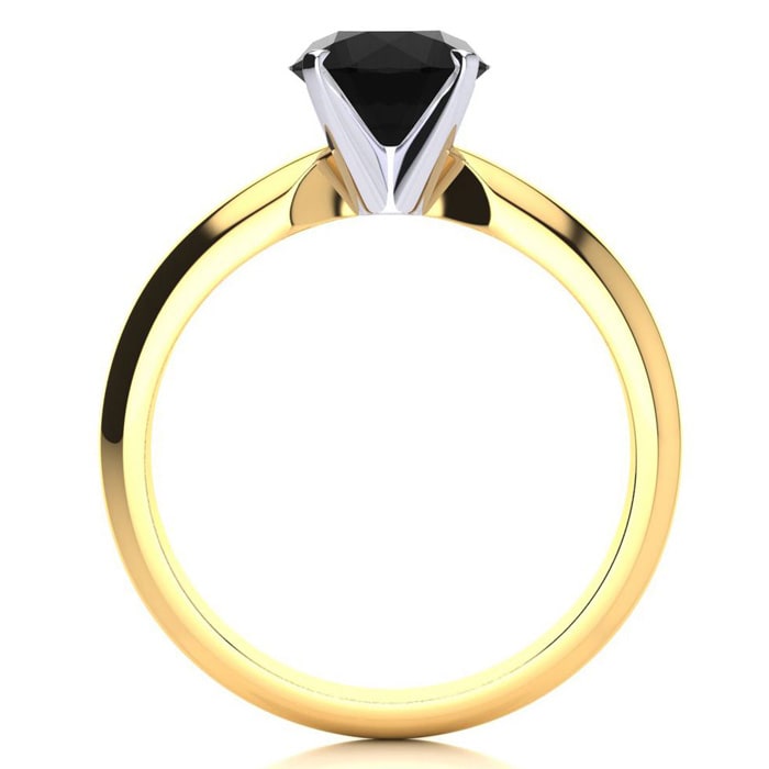 1 1/2 Carat Black Diamond Solitaire Engagement Ring In 14 Karat Yellow Gold