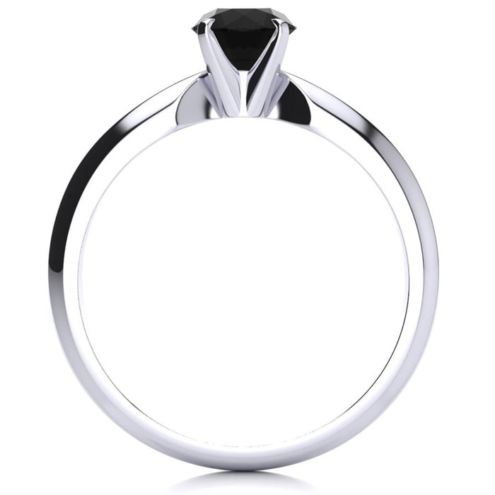 3/4 Carat Black Diamond Solitaire Engagement Ring In 14 Karat White Gold