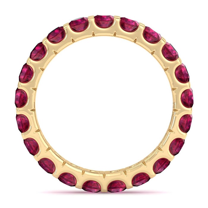 5 Carat Round Ruby Eternity Ring In 14 Karat Yellow Gold, Ring Size 5