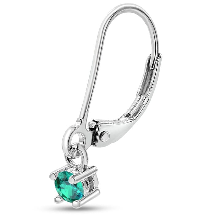 1/5 Carat Created Emerald Leverback Earrings In Sterling Silver, 1/2 Inch