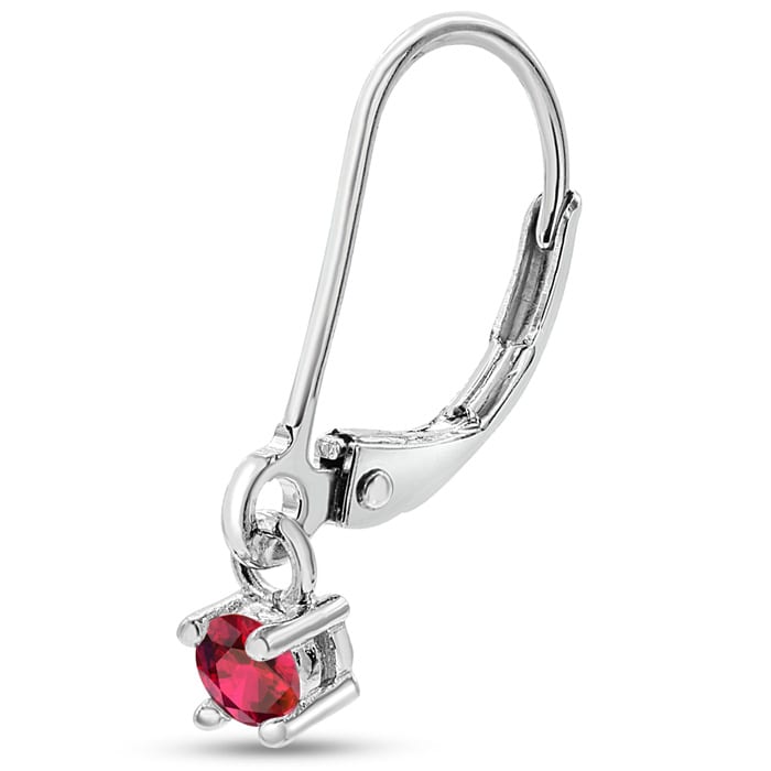 1/5 Carat Created Ruby Leverback Earrings In Sterling Silver, 1/2 Inch