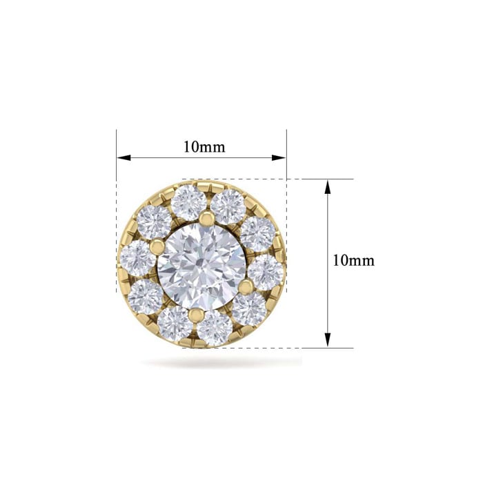 2 1/2 Carat Lab Grown Diamond Halo Stud Earrings In 14 Karat Yellow Gold