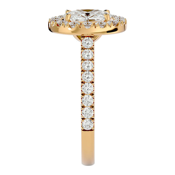 1 3/4 Carat Oval Shape Halo Lab grown Diamond Engagement Ring In 14 Karat Yellow Gold