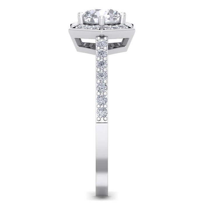 1 Carat Halo Lab Grown Diamond Engagement Ring In 14 Karat White Gold