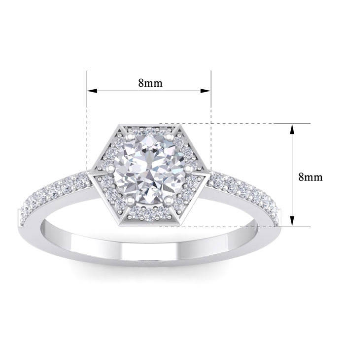 1 Carat Halo Lab Grown Diamond Engagement Ring In 14 Karat White Gold
