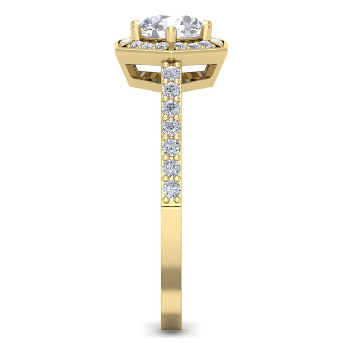 1 Carat Halo Lab Grown Diamond Engagement Ring In 14 Karat Yellow Gold