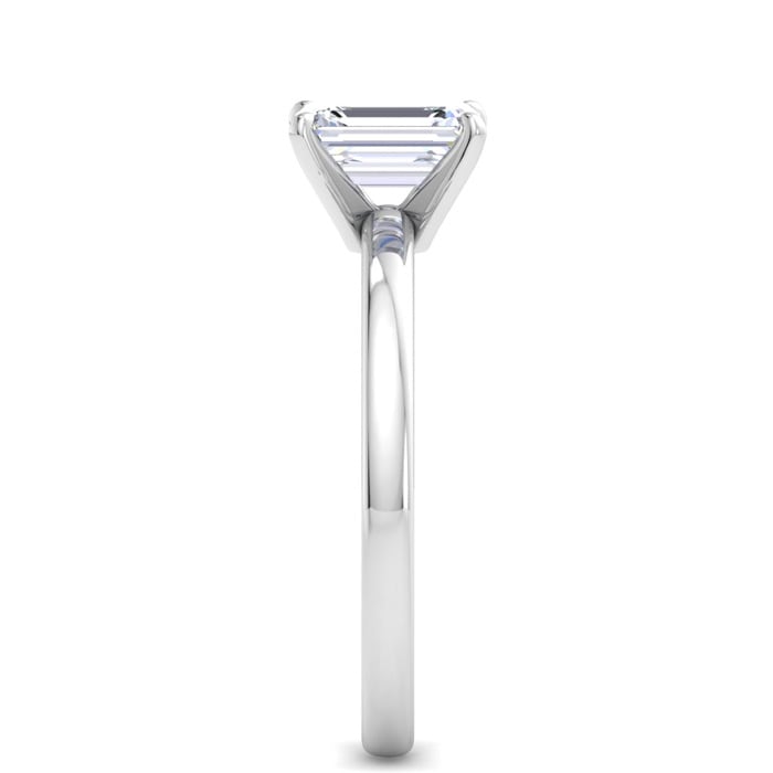 1 Carat Emerald Cut Lab Grown Diamond Ring In 14K White Gold, Solitaire