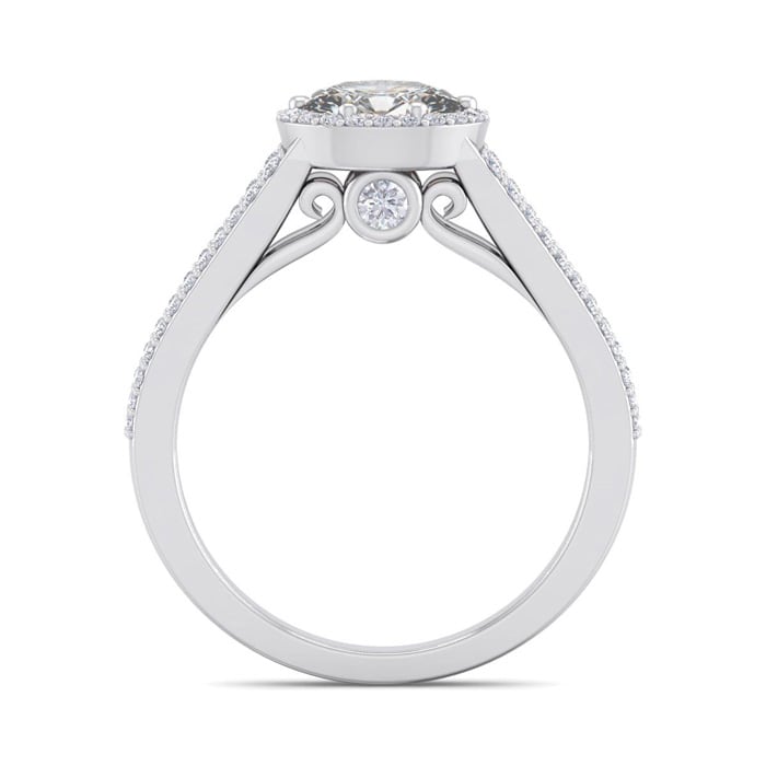 1 1/4 Carat Oval Shape Antique Halo Lab Grown Diamond Ring In 14 Karat White Gold