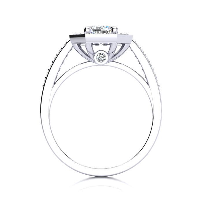 1 1/3 Carat Halo Lab Grown Diamond Engagement Ring In 14 Karat White Gold