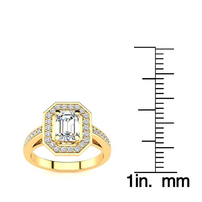 1 1/3 Carat Halo Lab Grown Diamond Engagement Ring In 14 Karat Yellow Gold