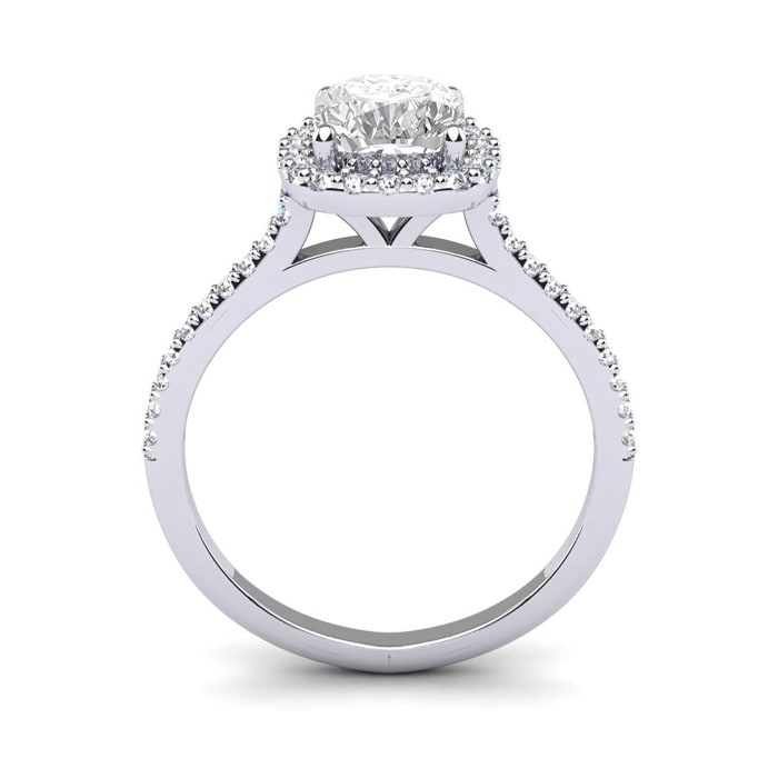 1 1/2 Carat Cushion Cut Halo Lab Grown Diamond Ring In 14K White Gold