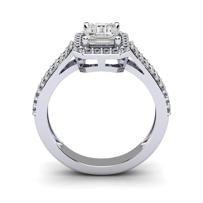1 1/2 Carat Halo Lab Grown Diamond Ring In 14 Karat White Gold