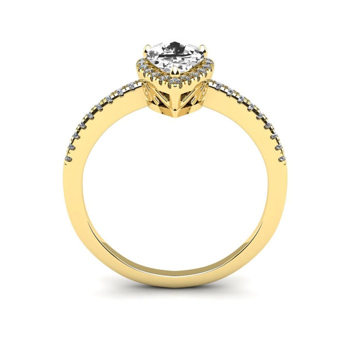 1 Carat Pear Shape Halo Lab Grown Diamond Ring In 14 Karat Yellow Gold