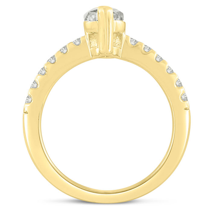 1 1/3 Carat Marquise Shape Lab Grown Diamond Engagement Ring In 14 Karat Yellow Gold