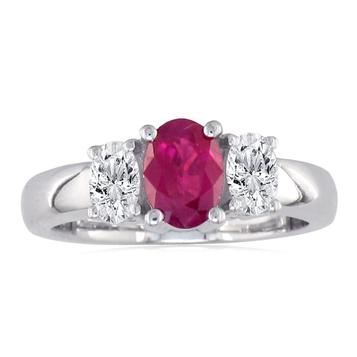 1.50ct Fine Ruby and Diamond Ring in 14k White Gold