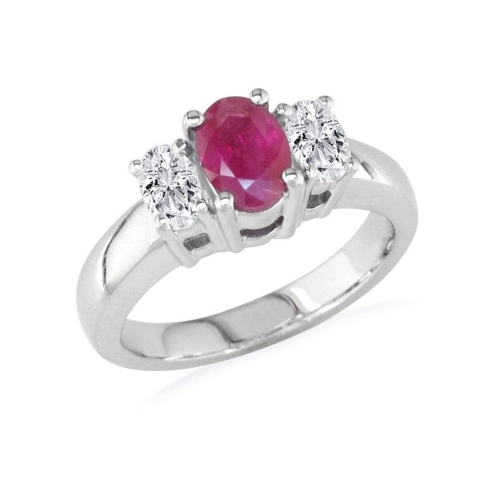 1.50ct Fine Ruby and Diamond Ring in 14k White Gold