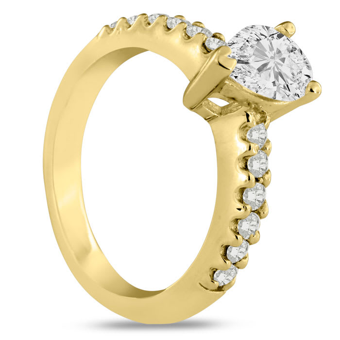 1 Carat Pear Shape Lab Grown Diamond Engagement Ring In 14 Karat Yellow Gold 